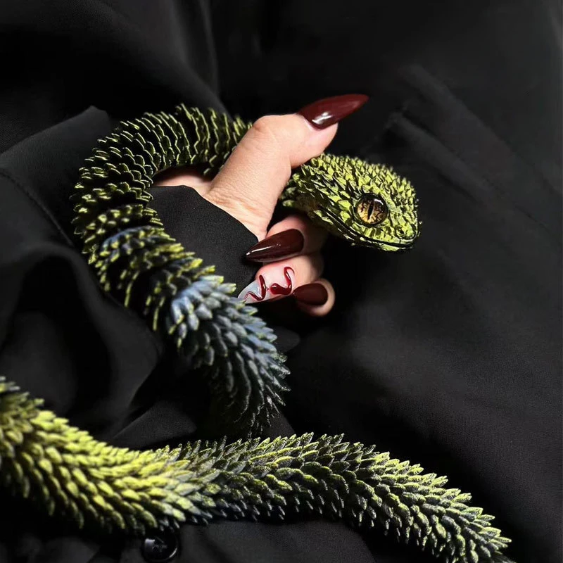 3D Printed Snake Articulated Bush Viper Toy-Dragon Snake Integrated Joint Mobility Statue Ornament Home Decor Gift Size 30CM