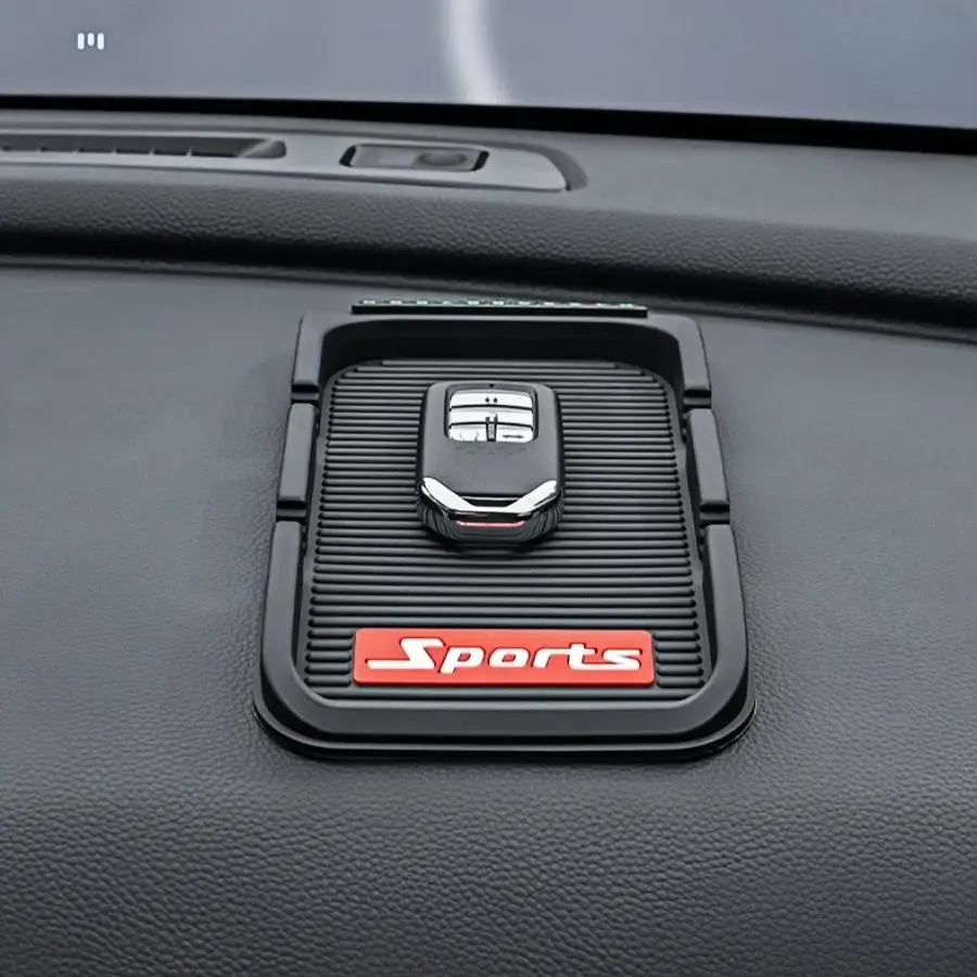 Car Center Console Sports Style Anti-Slip Mat with Hidden Parking Sign Multi-Functional Storage Pad for Organizing and Storing I