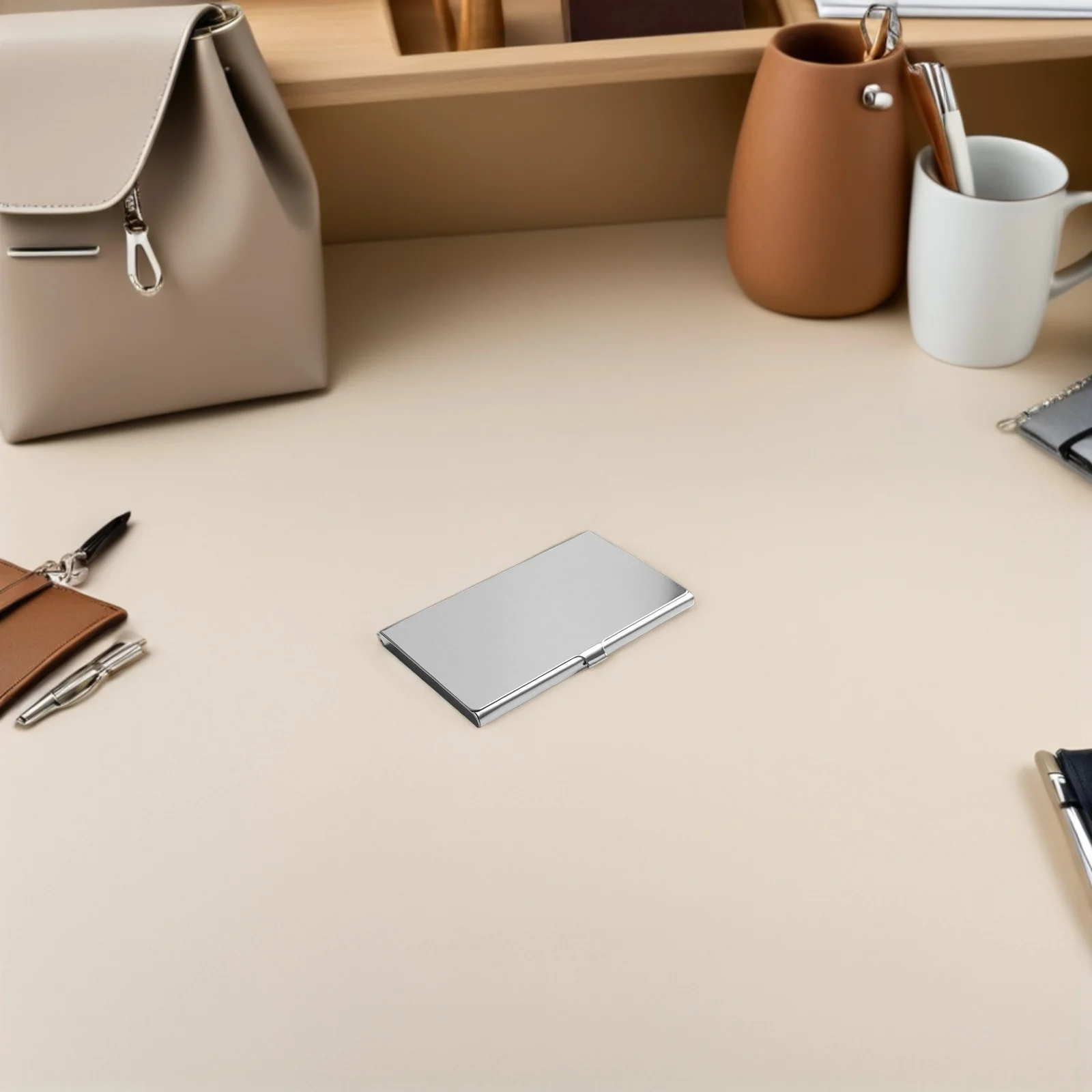 3 قطعة حامل بطاقة الأعمال الفولاذ المقاوم للصدأ سليم حافظة بطاقات الاسم المعدنية للرجال النساء المحمولة منظم الجيب صندوق تخزين المكتب