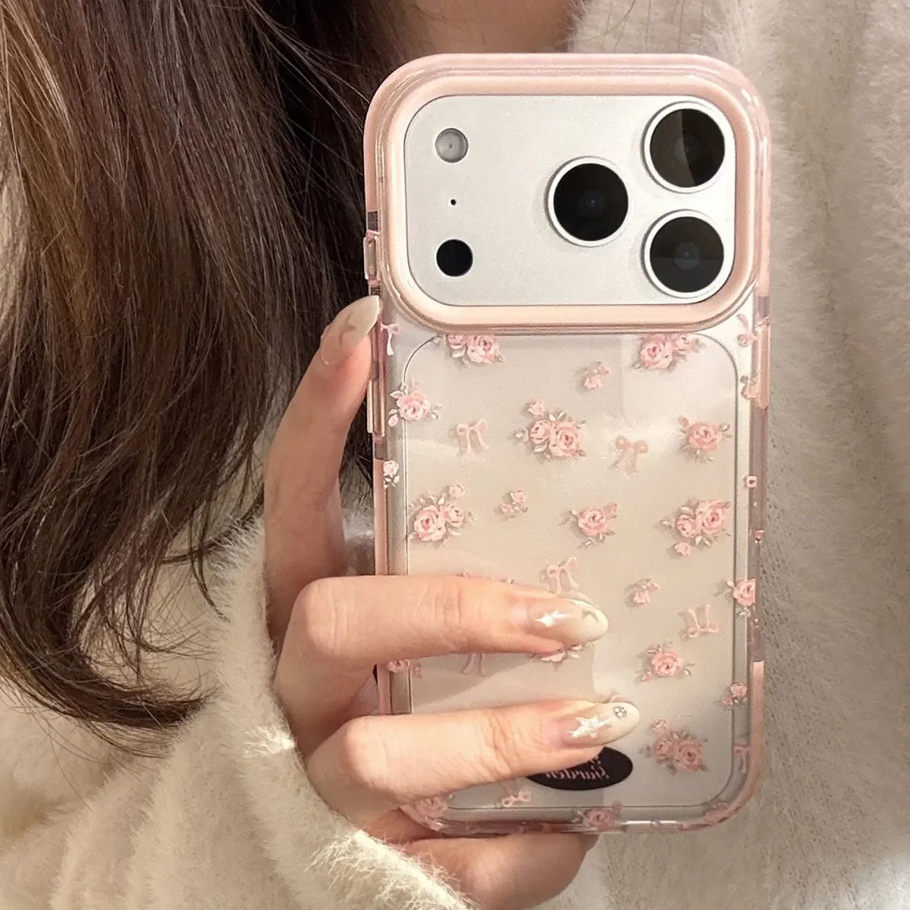 Funda de teléfono transparente fragmentada rosa coreana para iPhone 17 16 15 14 13 Pro Max Y2K, funda Ins Girl Series Niche