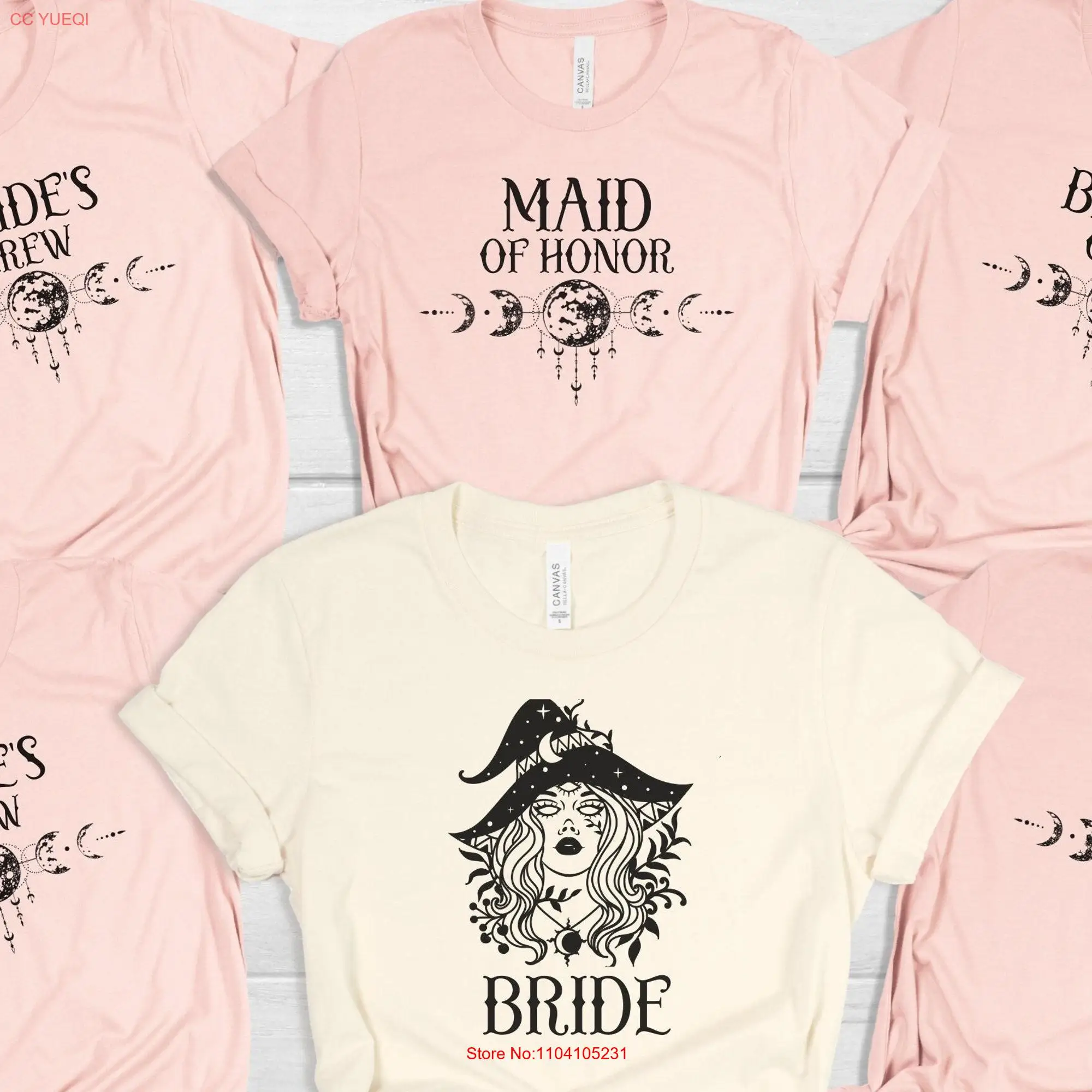 Bachelorette Matching T Shirt Bride's Crew Witch Celestial Wedding Mystic Bridesmaid Witchy style party hitched