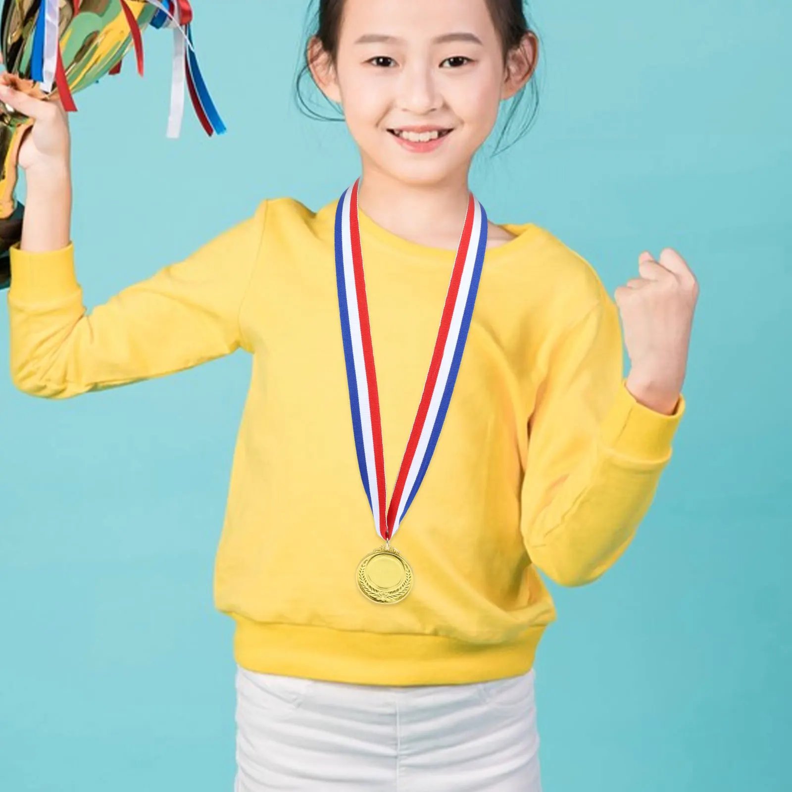 

6pcs Metal Medals Sports Award Competition Graduation Ceremony Zinc Alloy Hanging Party Prop for Students Athletes Recognition