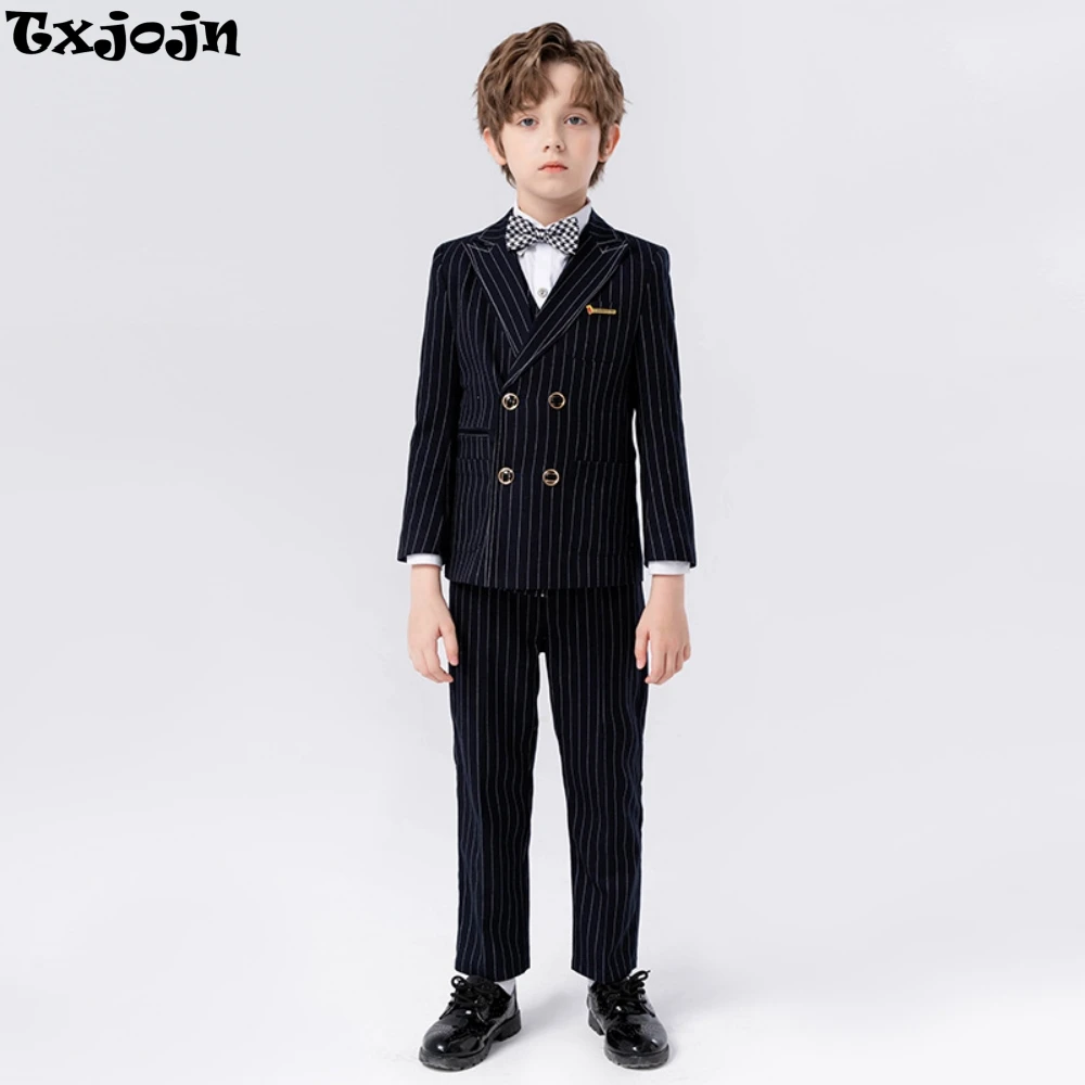 Txjojn Fast Ship Formal Boys Striped Suits Piano Violin Contest Performance Handsome Smart Kids wedding Ring Bearer Outfit