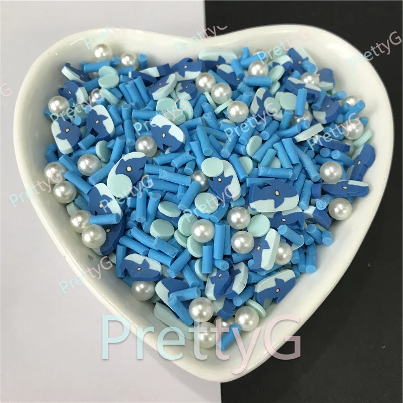 Prettyg 1 Doos Haai Vormige Plakjes Levert Polymeer Zachte Klei Diy Decoratie Voor Hars Fimo Nail Art Ambachten Slime Cake dessert