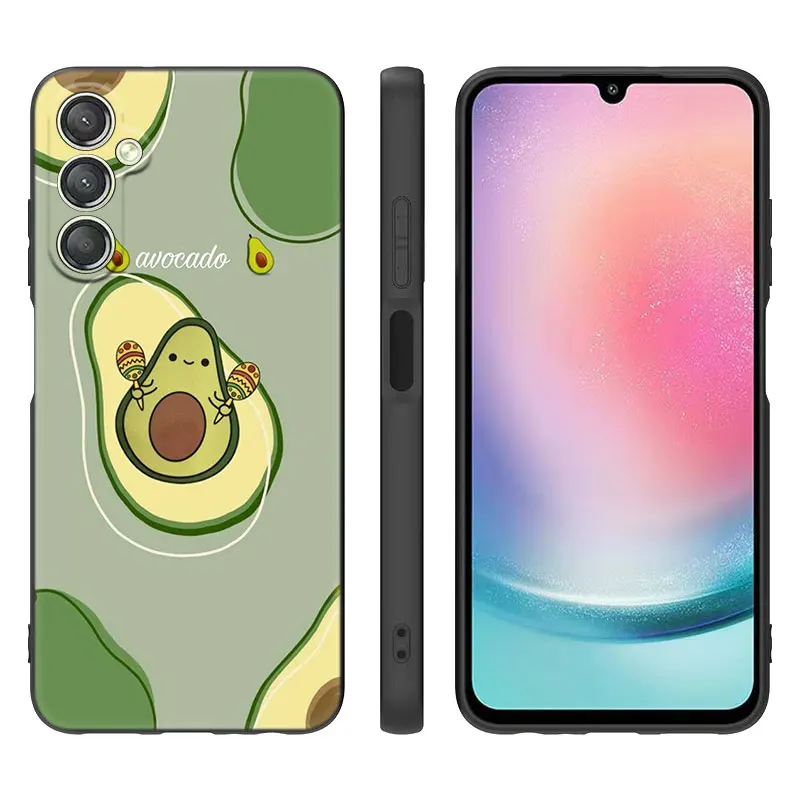 Cartoon Cute Avocado Black Case For Samsung Galaxy A15 A14 A05 A34 A54 A52S A53 A33 A23 A24 A13 A12 A22 A32 A50 A51 A70 A71 A73 image 5