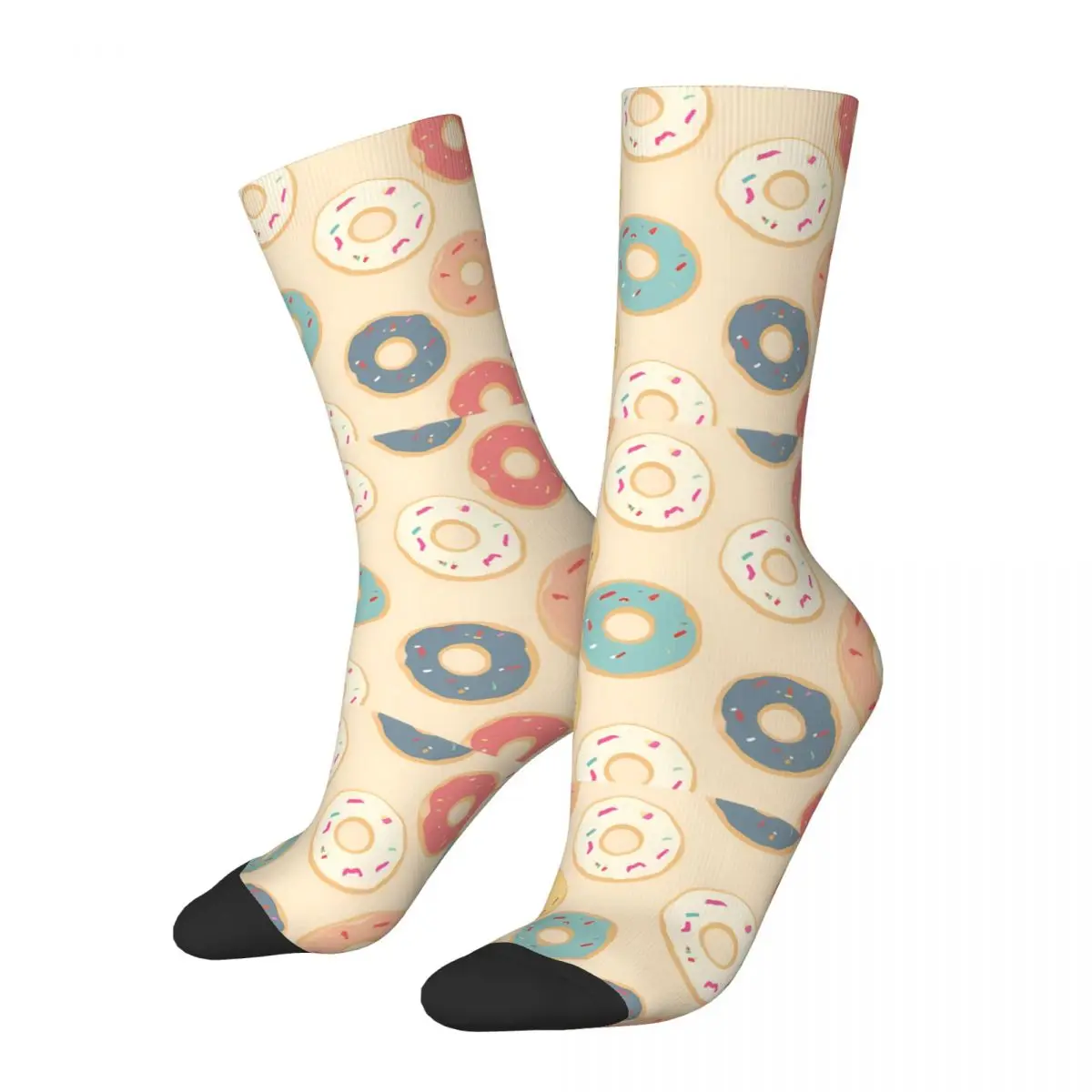 Funny Happy Pastel Men's Socks Retro Harajuku Donut Dessert Hip Hop Novelty Pattern Crew Crazy Sock Gift Printed