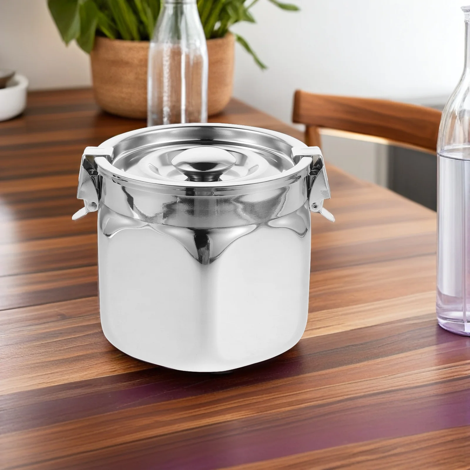 Botes herméticos de acero inoxidable, contenedor de almacenamiento de cocina resistente a la corrosión, tapa sellada, soporte para alimentos, cereales, arroz, aceite de té