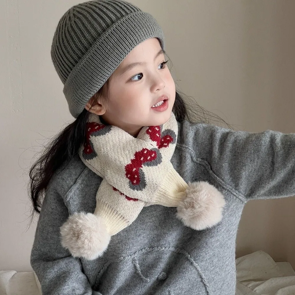 New Windproof Knitted Scarf Cold Proof Pom Pom Keep Warm Blanke Neck Warmer for Children