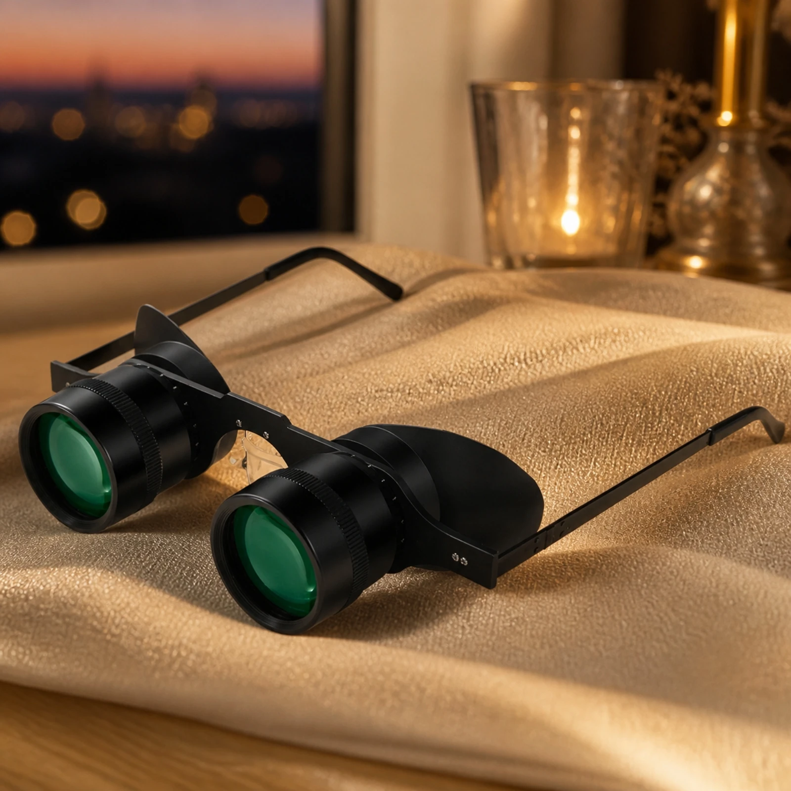 Eyeglass Telescope Lightweight 10x34 Binocular Telescope Wearable Binoculars Low Light Theater Binoculars with Focus Adjustment