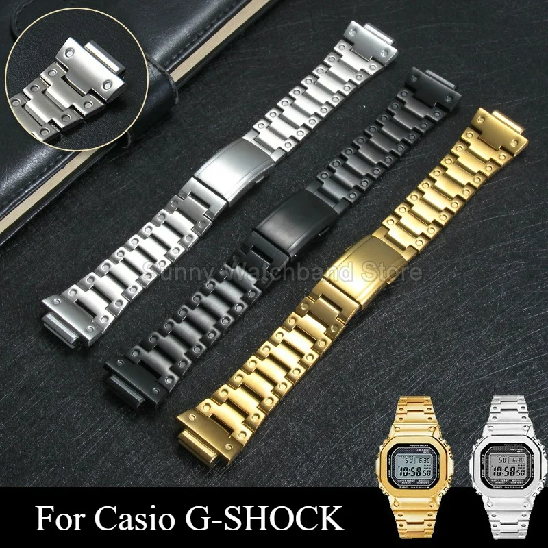 16mm Solid Metal Bracelet for Casio G-SHOCK DW-5610/5000 GW-B5600 GMW5000 GWB5600 Scratch Resistant Anti Sweat Watchband