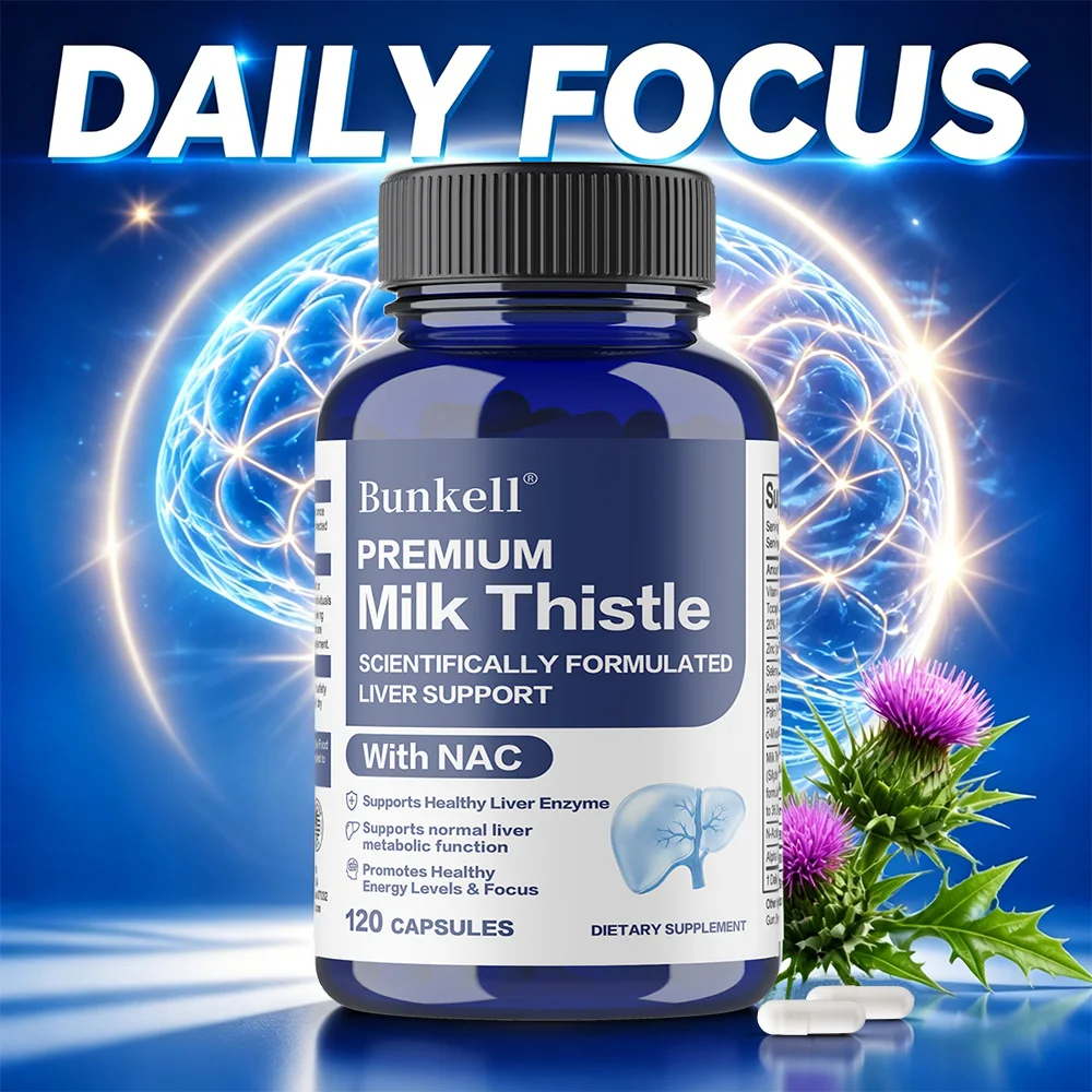 Milk Thistle Liver Support Capsules, Natural Herbal Detox Supplement, Antioxidant, Supports Liver Function & Digestive Health