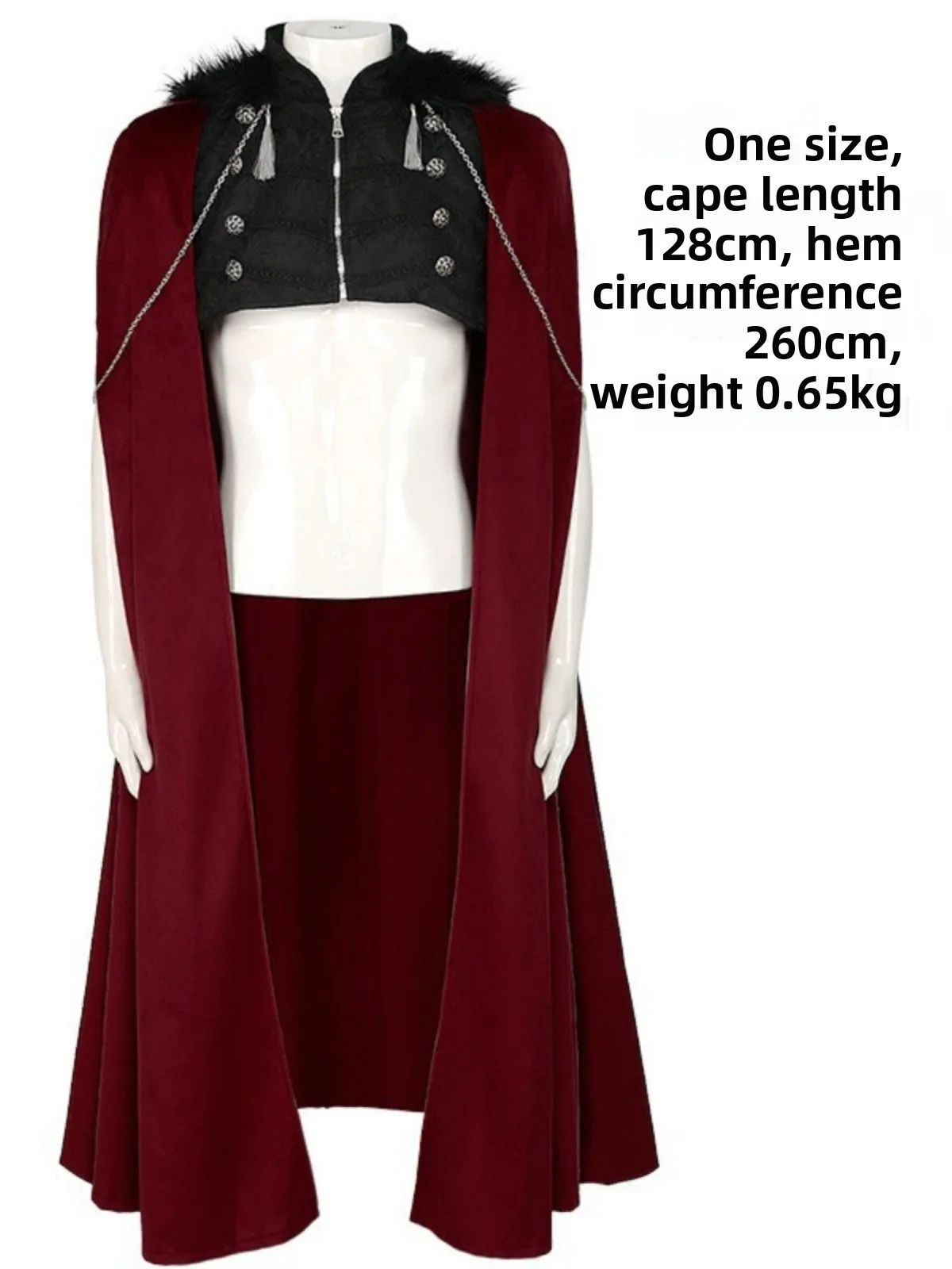 2023 New Punk St Performance Coat with Hat Long Fur Collar Chain Detailed Victorian Sle Women's Ethnic Stage Costume