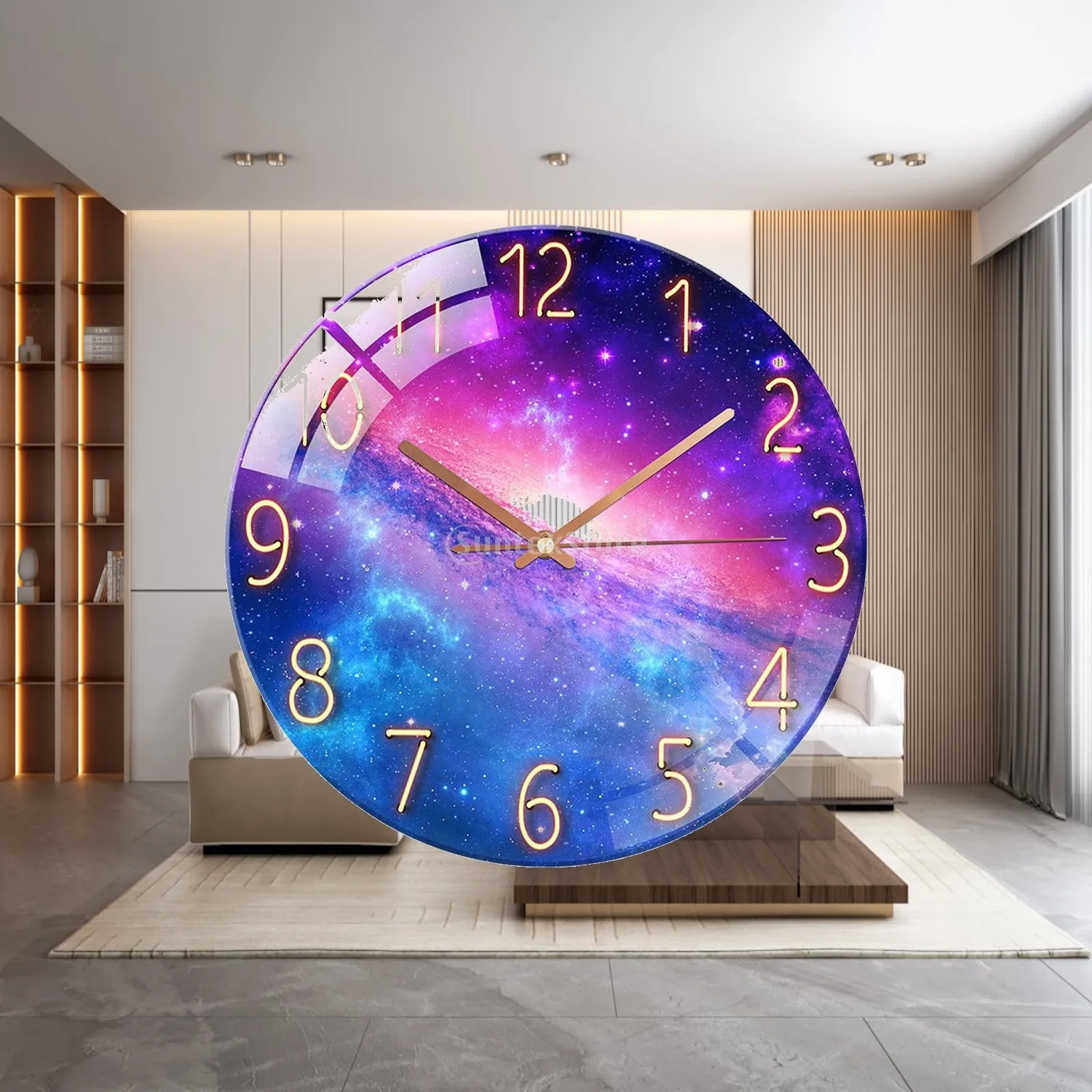 Designer Wall Clock Tempered Glass Mute Sweeping Needle Elegant Wall Decor for Dining Room