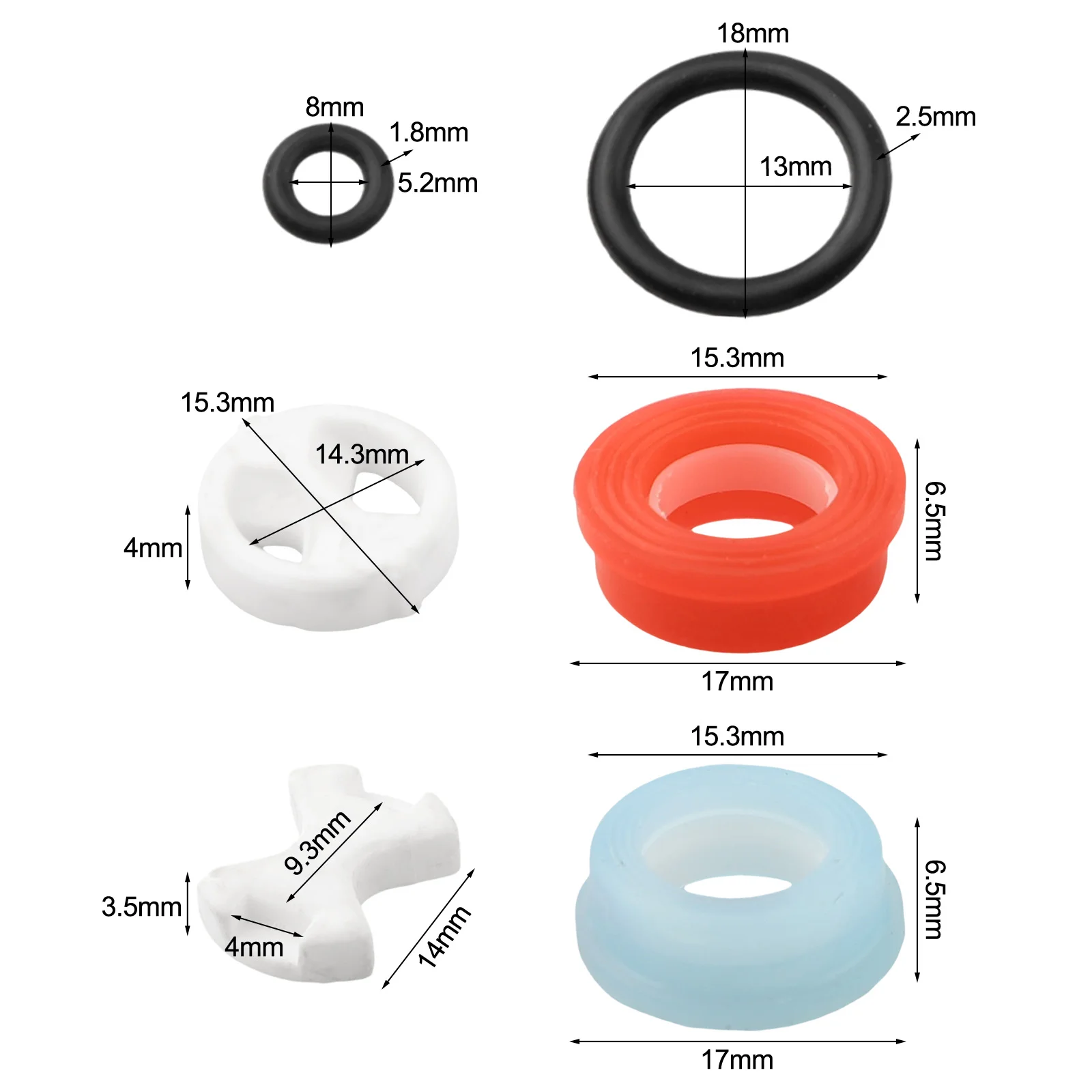 12PCS Set Faucet Cartridge Replacement Kit Faucet Washers For Mixer Faucet Set Fan-shaped Valve Discs O-ring Washers Set