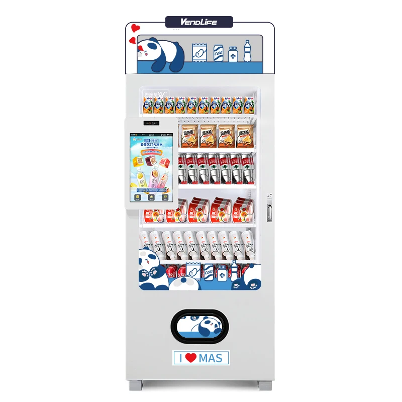 Máquina Expendedora Pequeña y Económica para Bebidas Frías, Máquina Expendedora Combinada de 21.5 Pulgadas para Alimentos y Bebidas