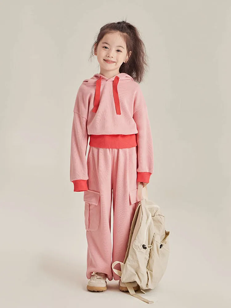 Girls' Sweatshirt Set Mid Size Children's Casual Wide Leg Pants, Stylish Two-piece Children's Top And Bottom Clothes Set