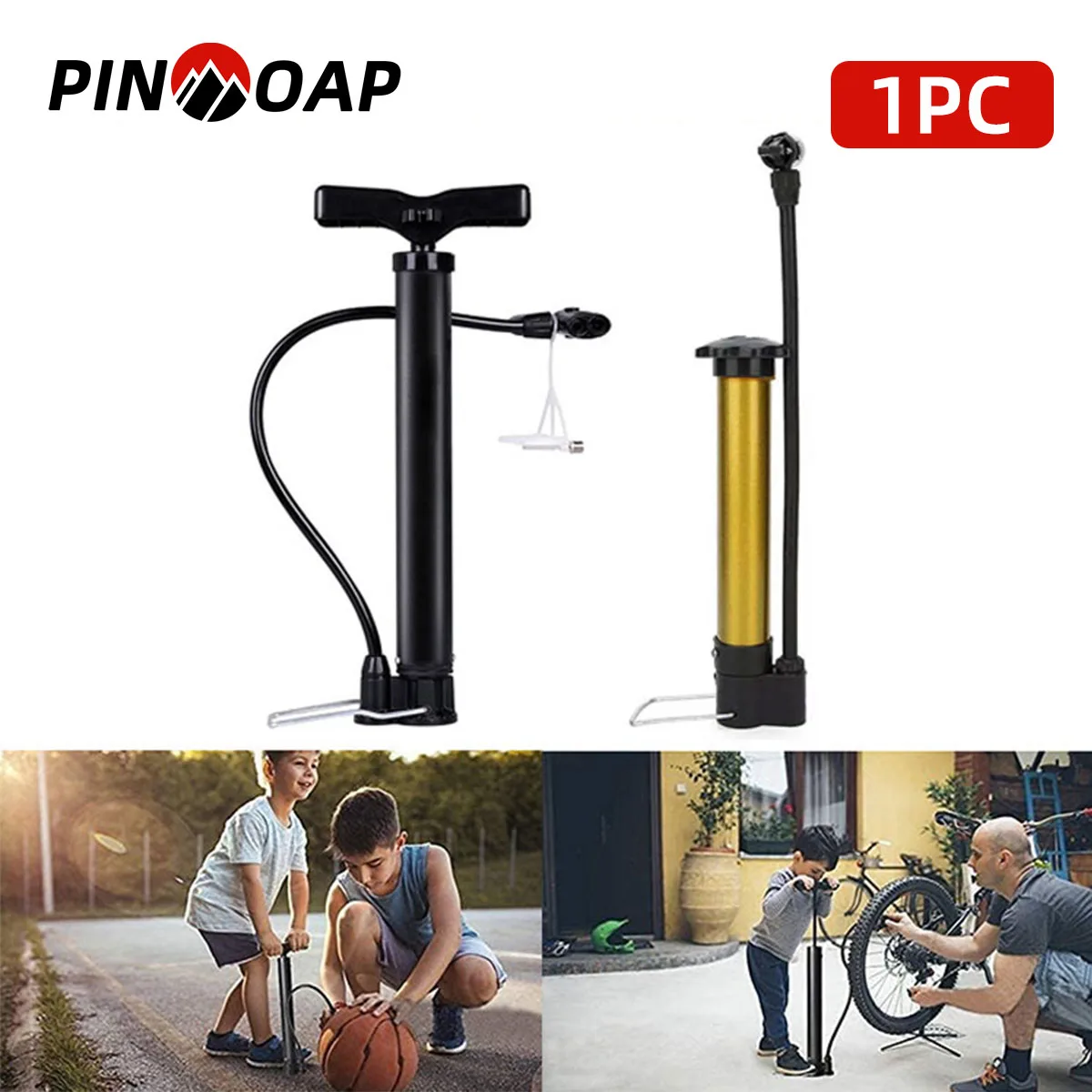 AliExpress NONE PINMOAP 1PC Black/Gold Bicycle Inflator Lightweight And Convenient Manual Inflator Pump Household Multifunctional Inflator