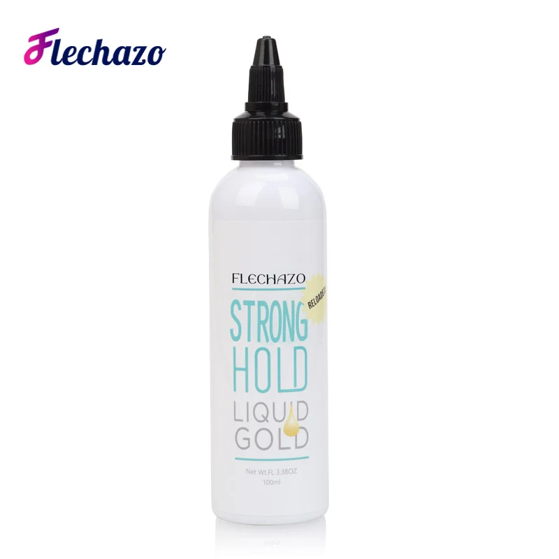 Flechazo Strong Hold Liquid Gold Adhesive Gel For Securing Lace Front Wigs 100Ml No Residue Lace Melt Glue Wig Wear Daily Use