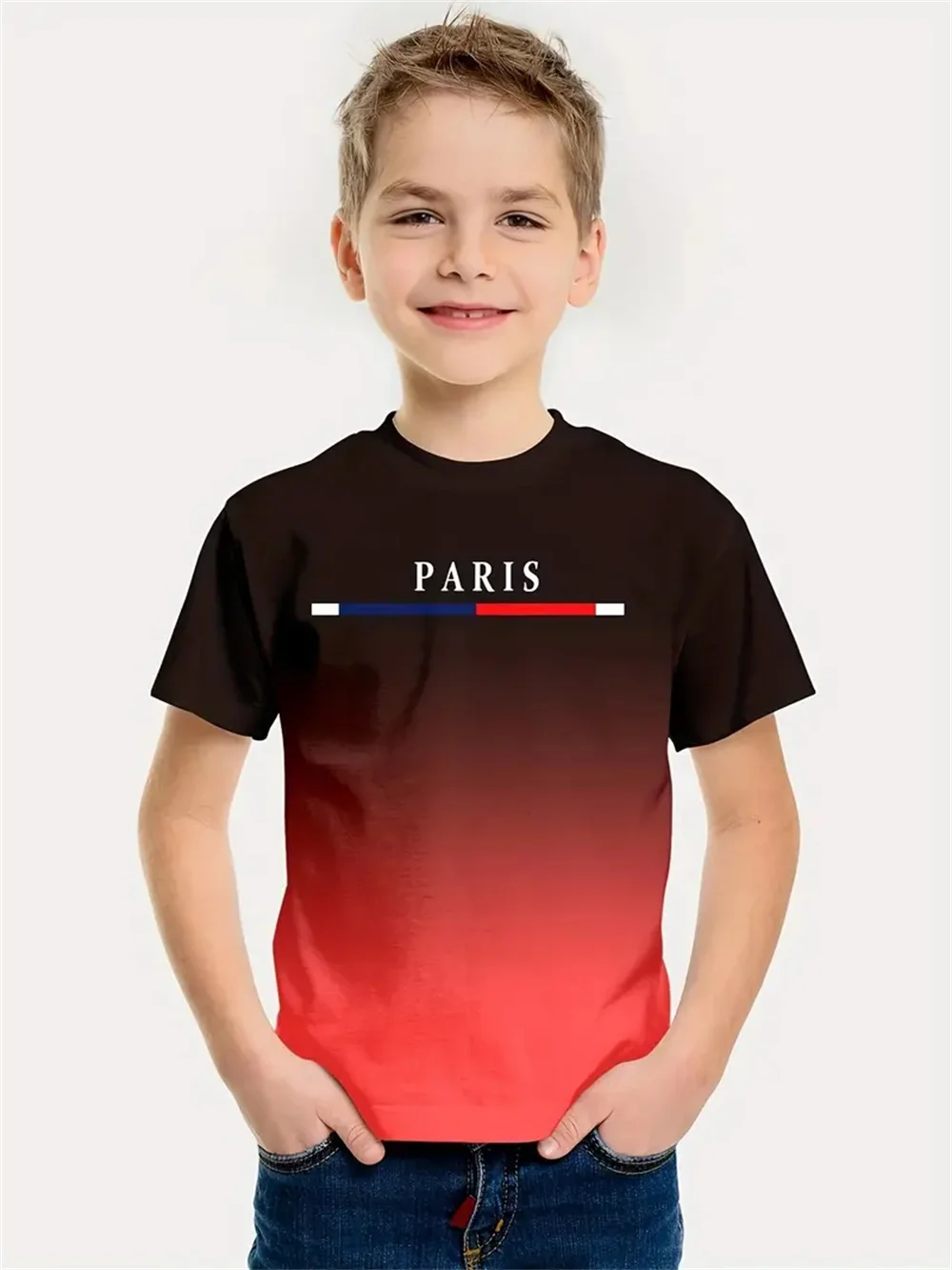 เสื้อแขนสั้นสำหรับเด็กผู้ชายเสื้อยืดพิมพ์ลาย3D เสื้อผ้าเด็กผู้ชายกราฟิกแฟชั่นสำหรับเด็กเสื้อยืดลำลองสำหรับเด็กทารก