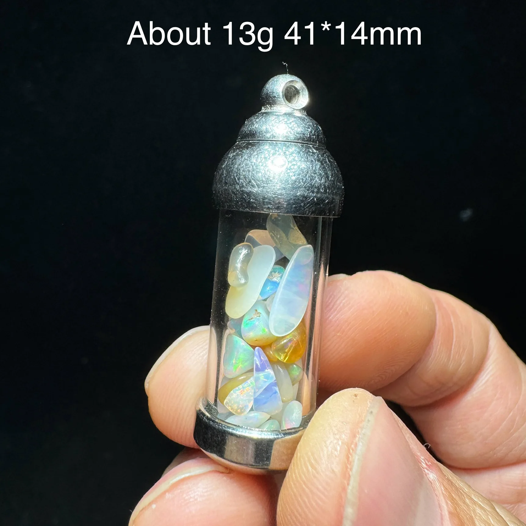 13g Natural Polished Colorful Ethiopia Opal Gravel Bottle Gem Mineral Healing Quartz Crystal DIY Home Decor