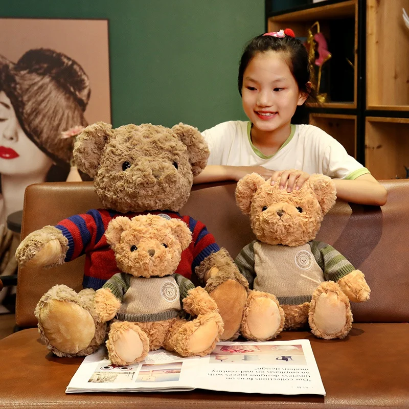 

Kawaii Wear Clothes Teddy Bear Doll Brown Bear Plush Soothing Toy Stuffed Toys Room Decoration Birthday Gift for Kids Girl