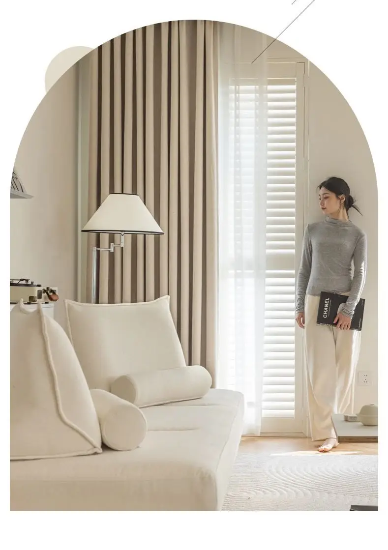 Thickened Cotton Linen Blackout Curtains for Bedroom Dining Luxury Modern Customized Thermal Insulation Window Tulle