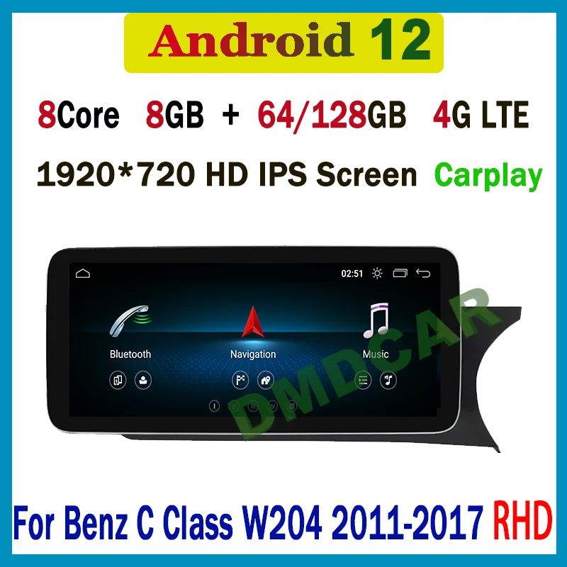 

Android 12 GPS Navigation 10.25"/12.5" Carplay Auto For Mercedes Benz C-Class W204 2011-2014 RHD Car Radio Multimedia Player