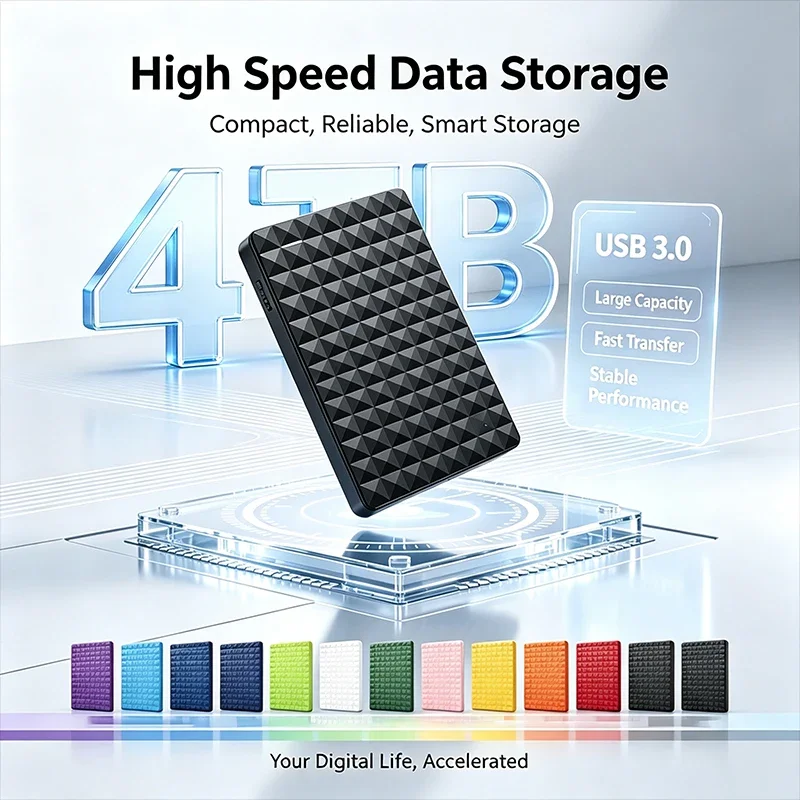 External Hard Drive USB3.0 High Speed 4TB HDD Large Capacity Storage Disk Fast Transfer Data Backup for PC Laptop 13 Color