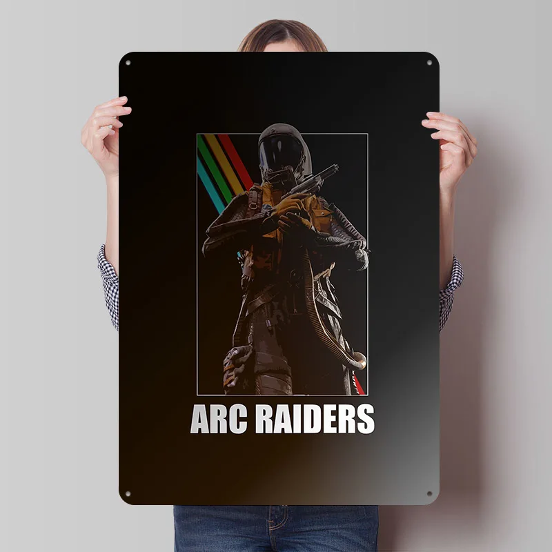 Arc Raiders Spielcharakter Gedrucktes Poster Individualisierte Wandkunst Retro Vintage Metallschilder für Gamer-Schlafzimmerdekoration Gaming