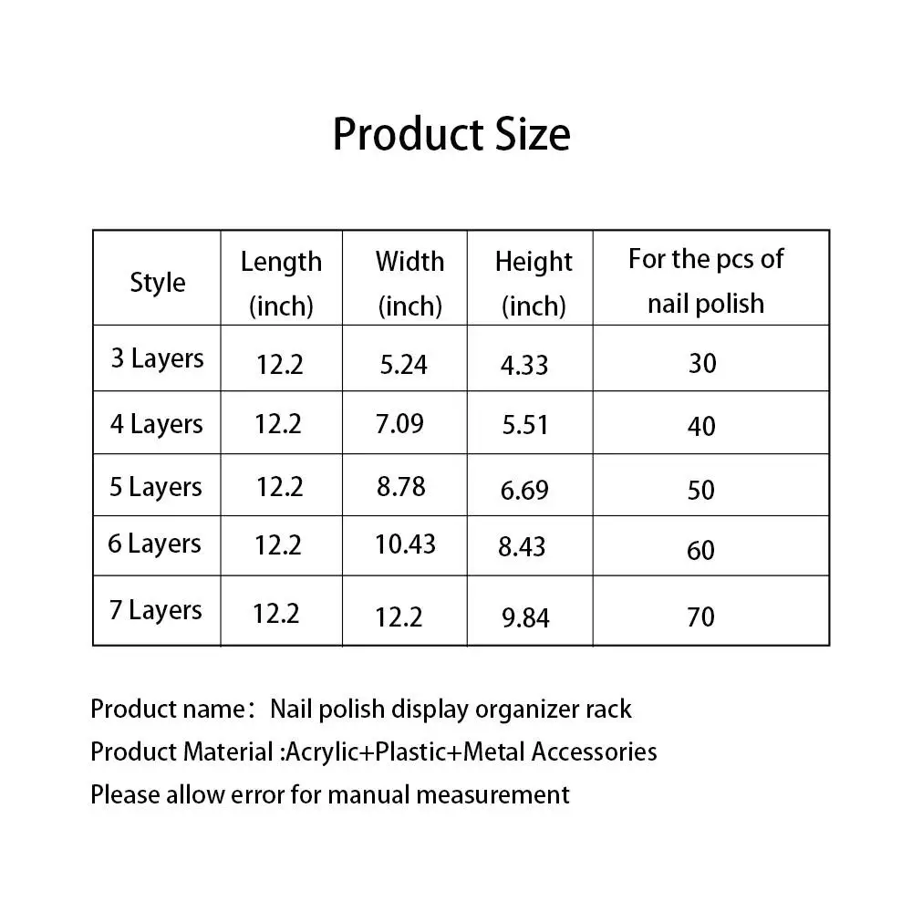 

3/4/5/6/7 Layers Nail Polish Display Stand Acrylic Clear Cosmetic Organizer Shelf Multifunction Multi-layer