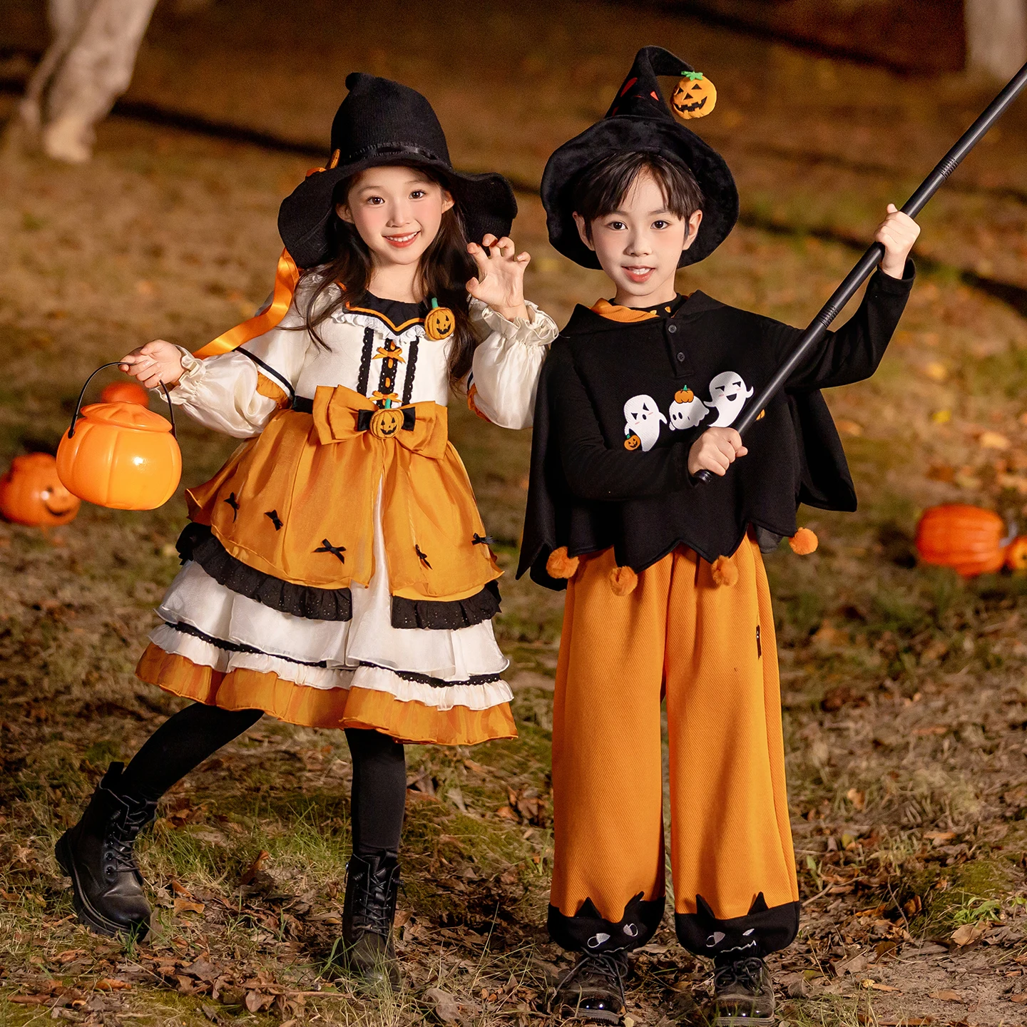 أزياء الهالوين للأطفال الصبي القلنسوة ني رداء الفتاة اليقطين الدكتور طفل تأثيري أداء الزي طويل Sve السراويل الطويلة