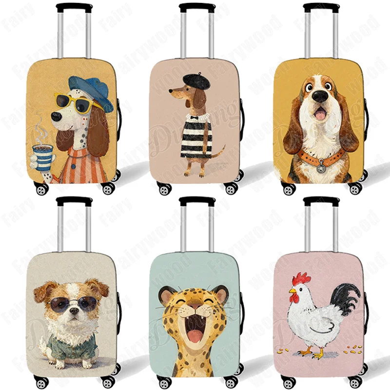 

18-30 Inches Dachshund Dog Pattern Luggage Cover Rock Dalmatian Basset Hound Dog Women Trolley Case Protective Suitcase Covers