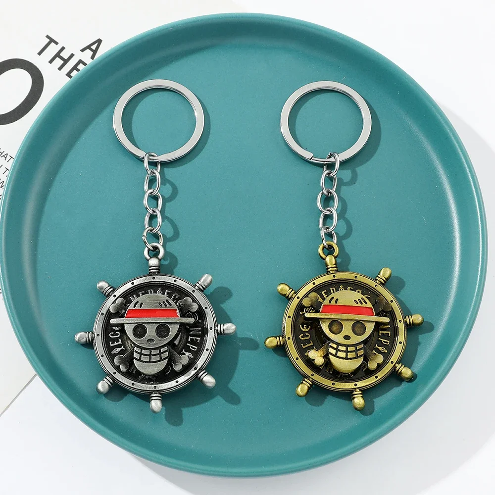 One Piece Metal Keychain Anime Skull Metal Pirate Key Rings Backpack Charm Bag Pendant Accessory Souvenir Gifts