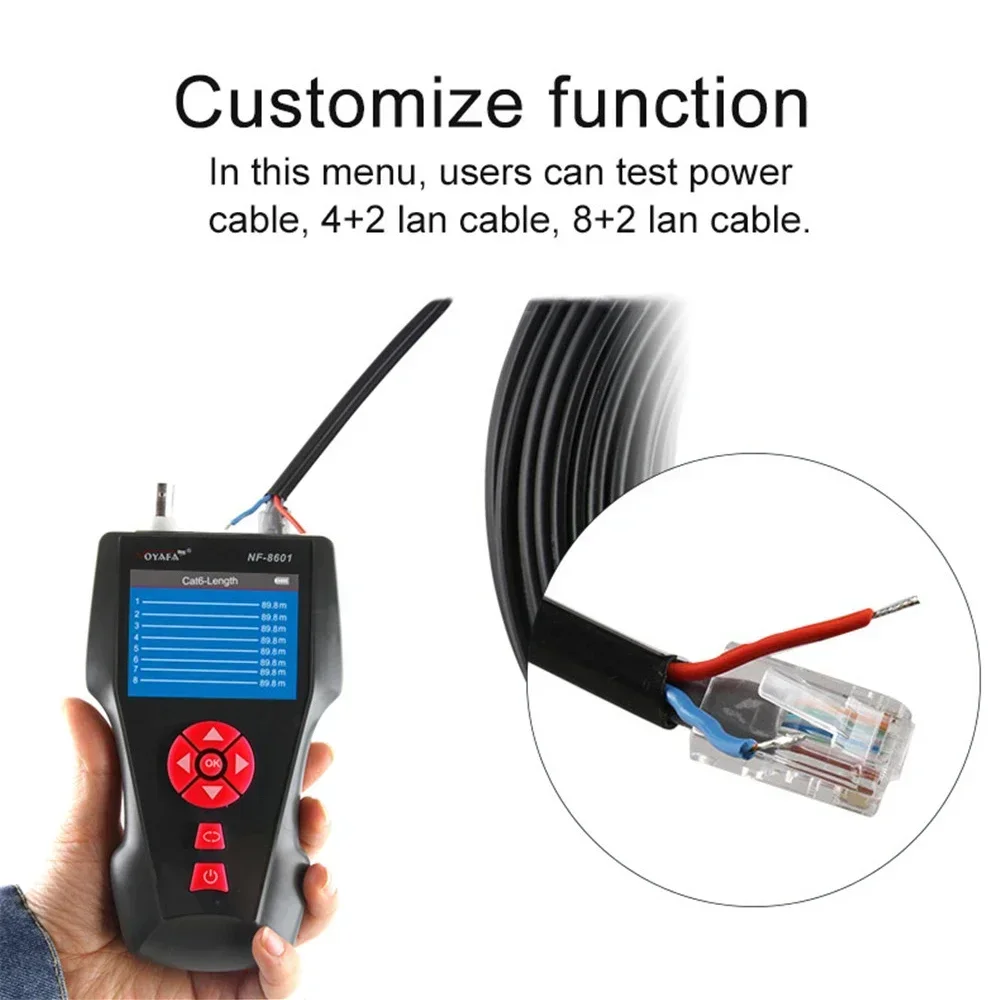 New NOYAFA NF-8601S Network Cable Tester with SCAN/POE/PING/Port Blink Function TDR Length Testers For RJ45, RJ11, BNC, Metal