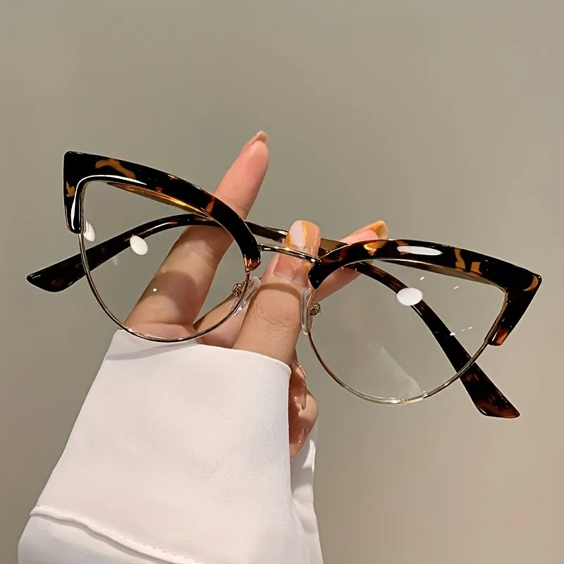 Personalized Fashion Metal Sunglasses Retro Cat Eye Metal Anti Blue Light Frame