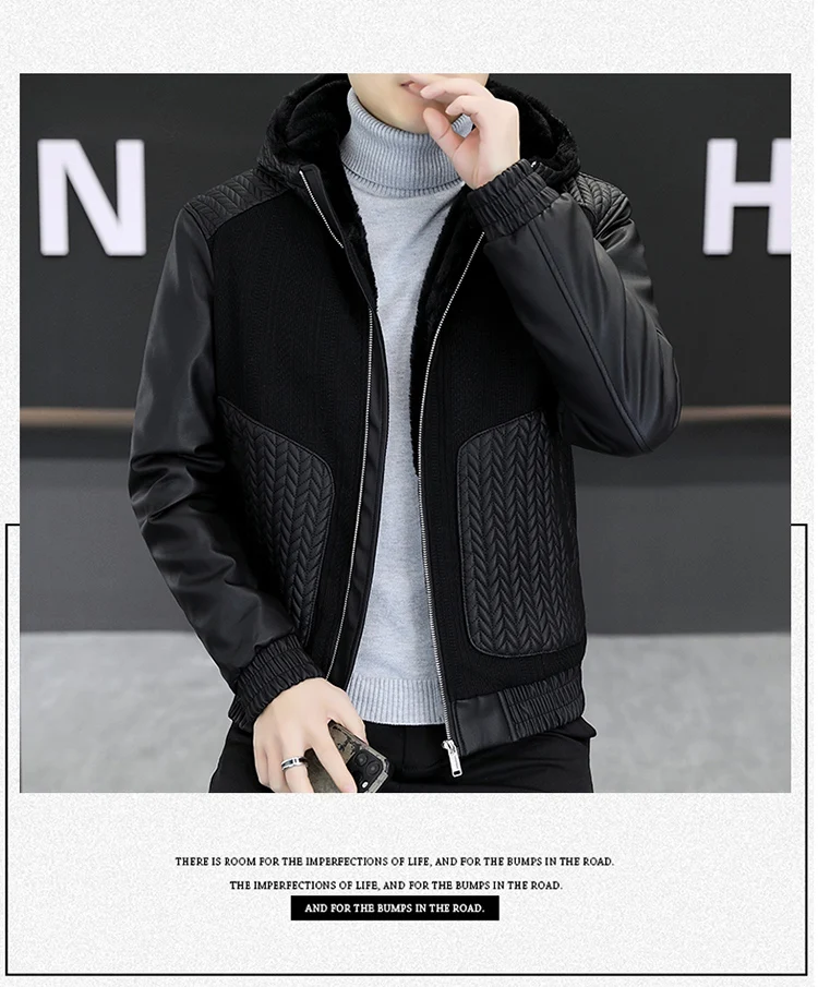 Casual 2025, Winter männer Verdicken Mit Kapuze Fleece Jacken Streetwear Winddicht Warme Plüsch Mäntel Jugend Slim Fit Tops Gepolsterte Parkas – Detail 14