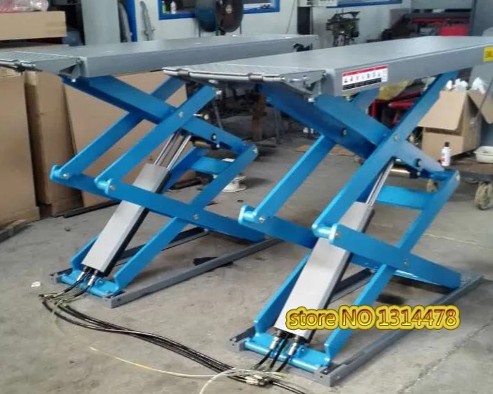 Capacity 3000 Kgs Ultrathin Scissor Car Lift With High-quality Steel Plate Small Scissor Lifting Machine With Double Cylinders