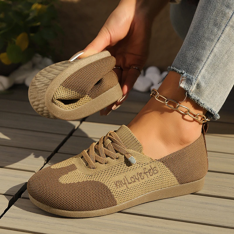 

Разноцветные туфли на плоской подошве со шнуровкой, женские повседневные туфли больших размеров с дышащей сеткой, женские летние лоферы на мягкой подошве и противоскользящей платформе