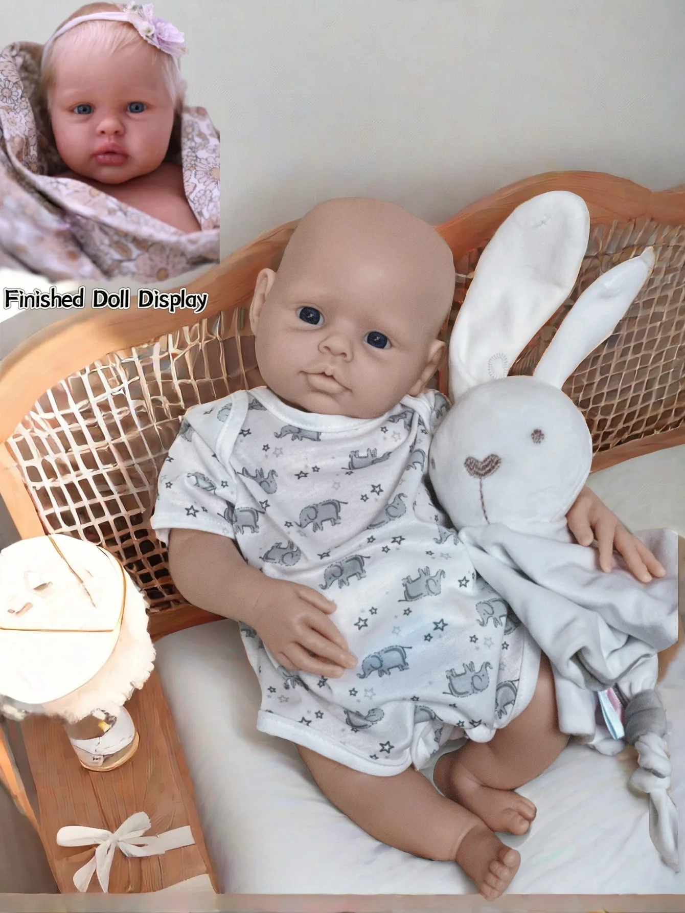 16.7Inch 42.5cm Ellie Full Body Soft Silicone Girl Bebe Reborn Doll Handmade Lifelike Soft Touch Bebe Newborn Doll