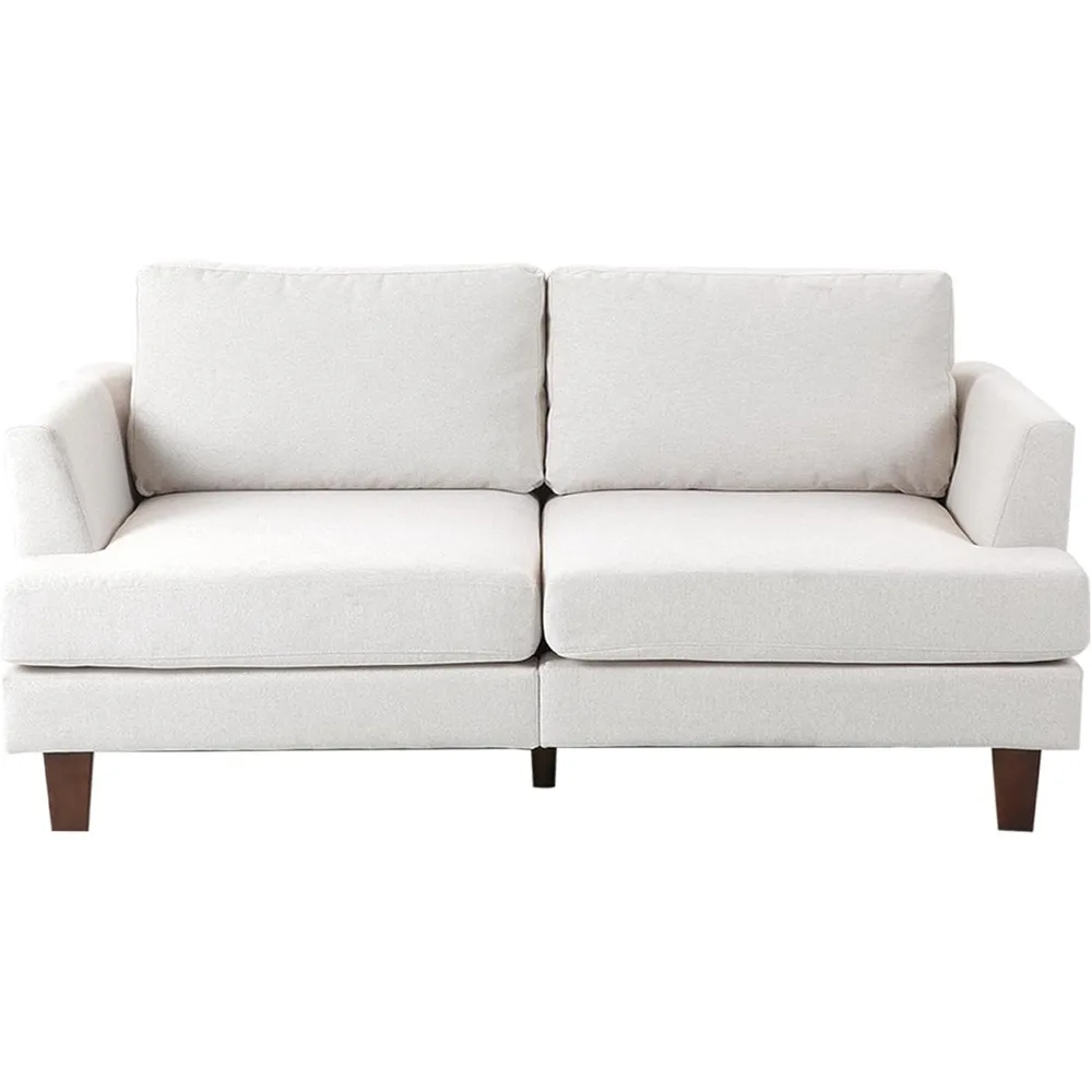 أريكة بمقعدين حديثة لمنتصف القرن، أريكة من قماش الكتان لغرفة المعيشة وغرفة النوم، مناسبة للمساحة الصغيرة #3