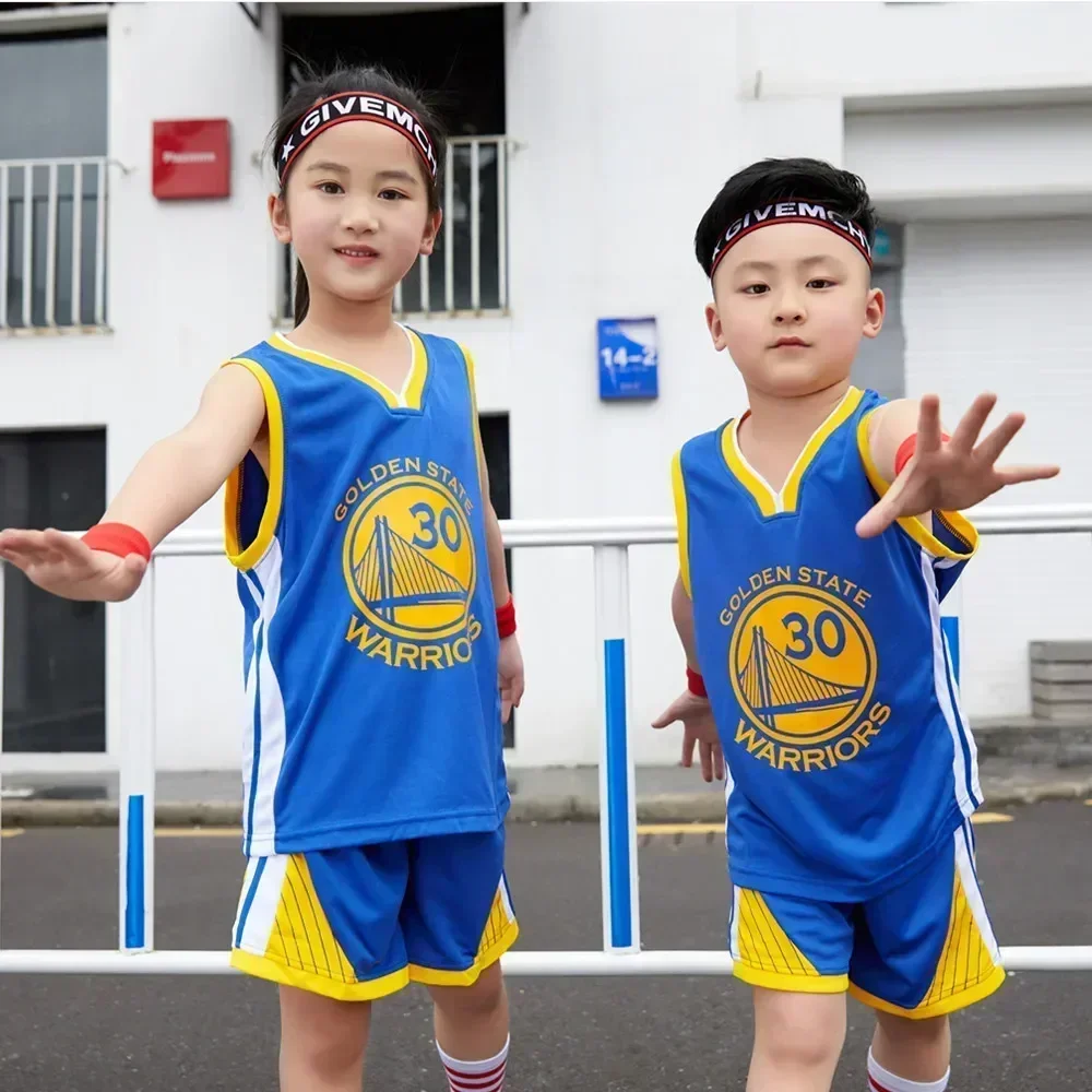 NEW 23/24 boy girl Warriors No. 30 Basketball Jerseys Children's uniform set primary school jersey game team uniform training ve