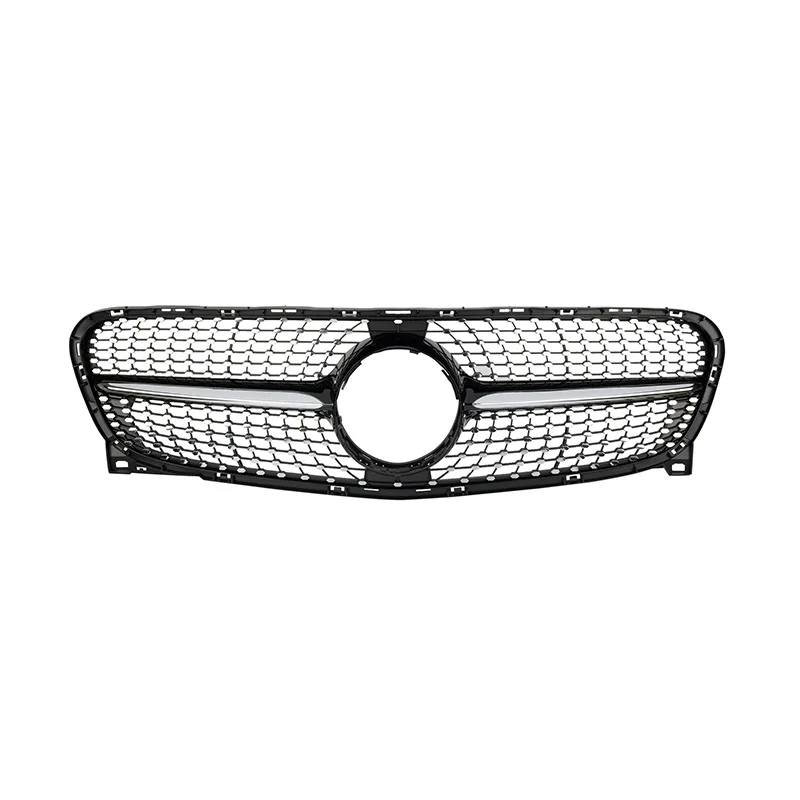 

Gloss Black Sliver Diamond Style Grill for GLA CLASS X156 2014 2015 2016 2017 X156 Front Bumper Racing Grille