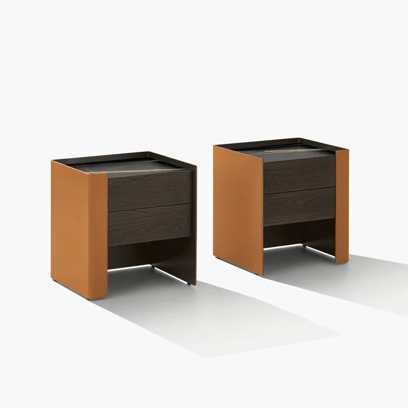 Designer bedside table, Italian minimalist Italian bedroom small cabinet, solid wood storage bathroom hospital