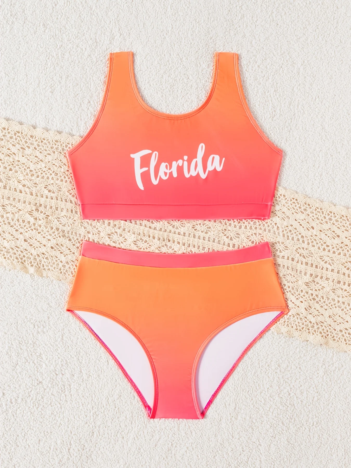 Kids Swimsuit for Girls Two Piece Beach Wear Separate Quick Drying Swimwear Girls Letter Print Split Swimming Suit
