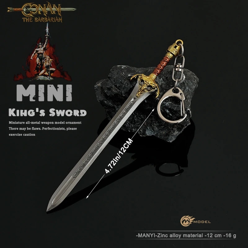 Barbarian Conan TV Series Peripheral Weapon Model King's Sword 12cm All-Metal Craft Keychain Schoolbag Pendant Children's Gift