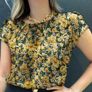 Retro Zanzea Printed Women's Blouse Elegant Summer Tunic Shirt Tunic Short Sleeve Beach Blouse Blouses Causal The Neck 8 Main Sales Bohemia Blouse - №8