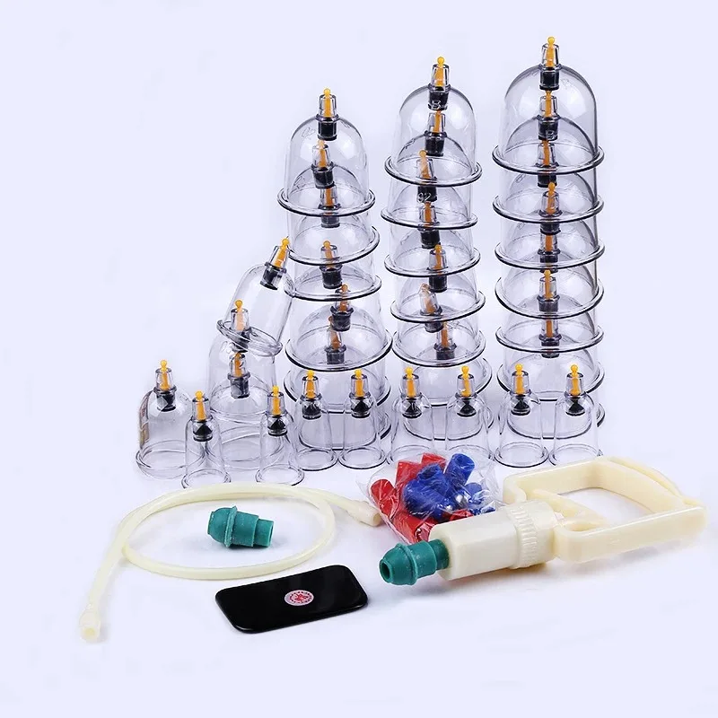 32 Pieces Professional Vacuum Cupping Cup Body Massager Suction Cups Set Plastic Vacuum Cupping Pump Relax Suction Pump Massager