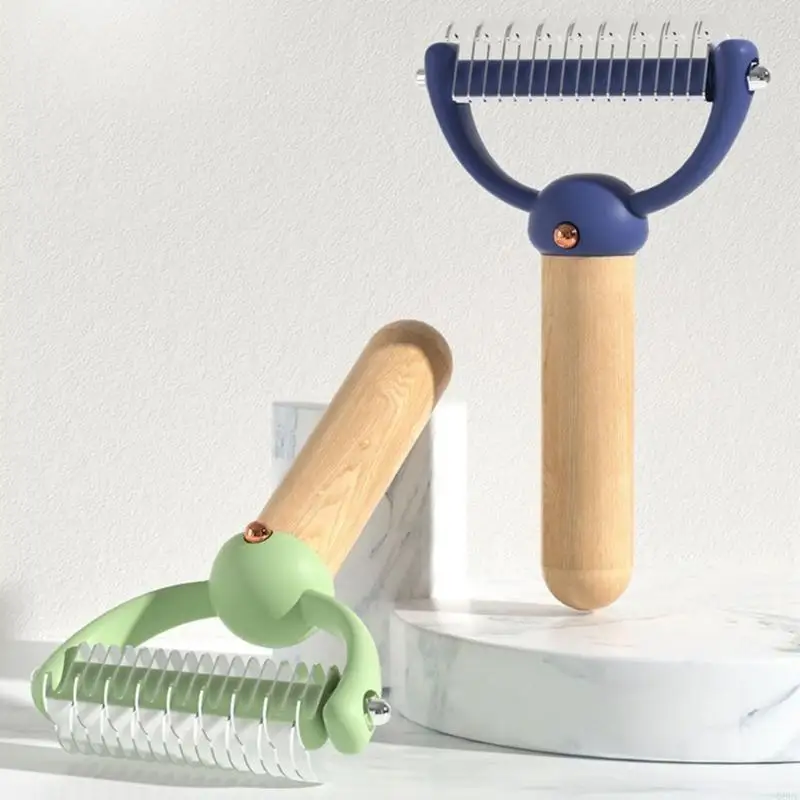 68UC Undercoat Rake Grooming Brush for Pains Shedding Double Sided Steel Teeth