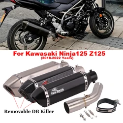 Motorcycle Exhaust Escape Moto Muffler Removable DB Killer Slip On For Kawasaki Ninja125 Z125 NINJA 125 2018 2019 2020 2021 2022