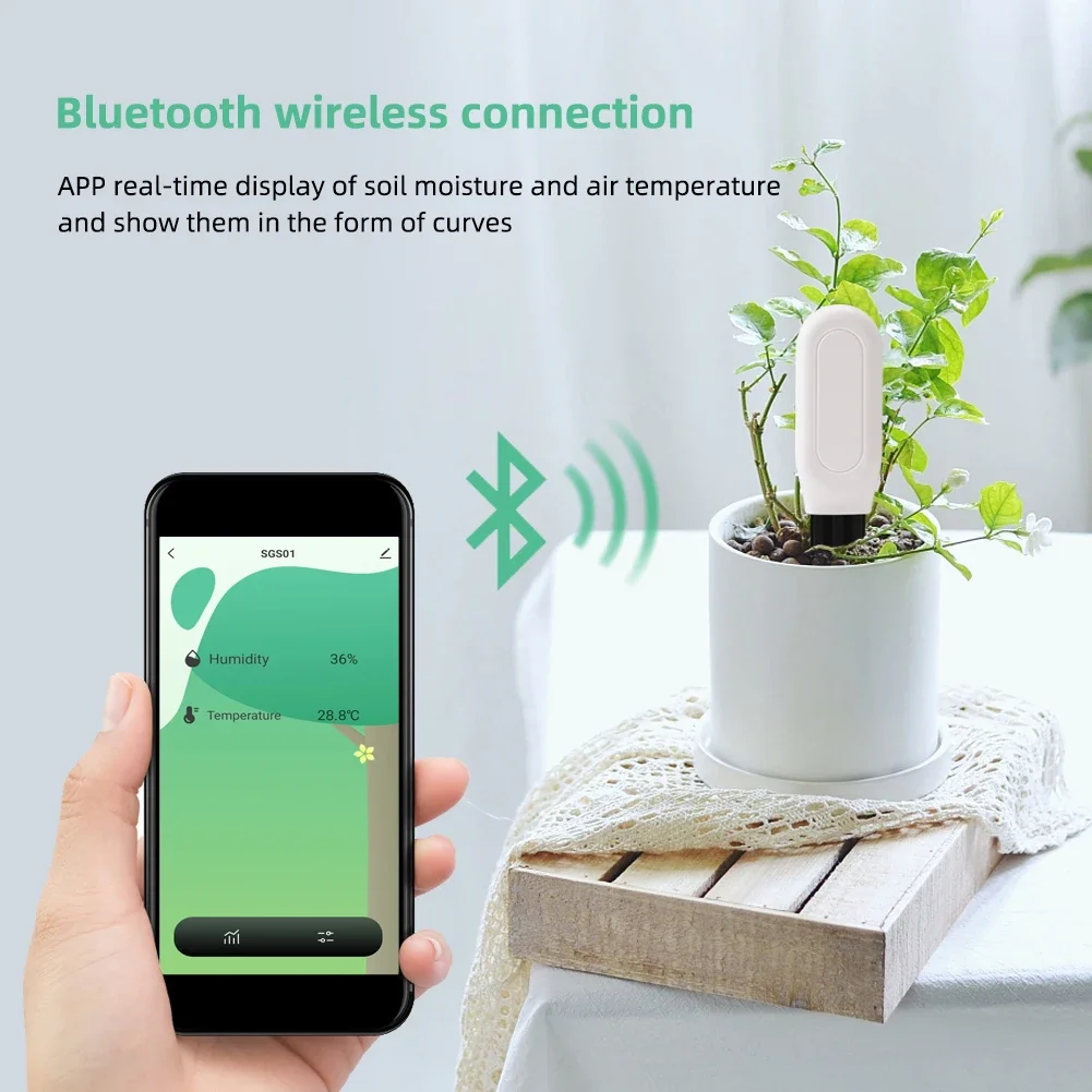 Tuya 2In1 Bluetooth Soil Tester Moisture Temperature Humidity Sensor Wireless Earth Hygrometer for Planting Garden Potted Lawn